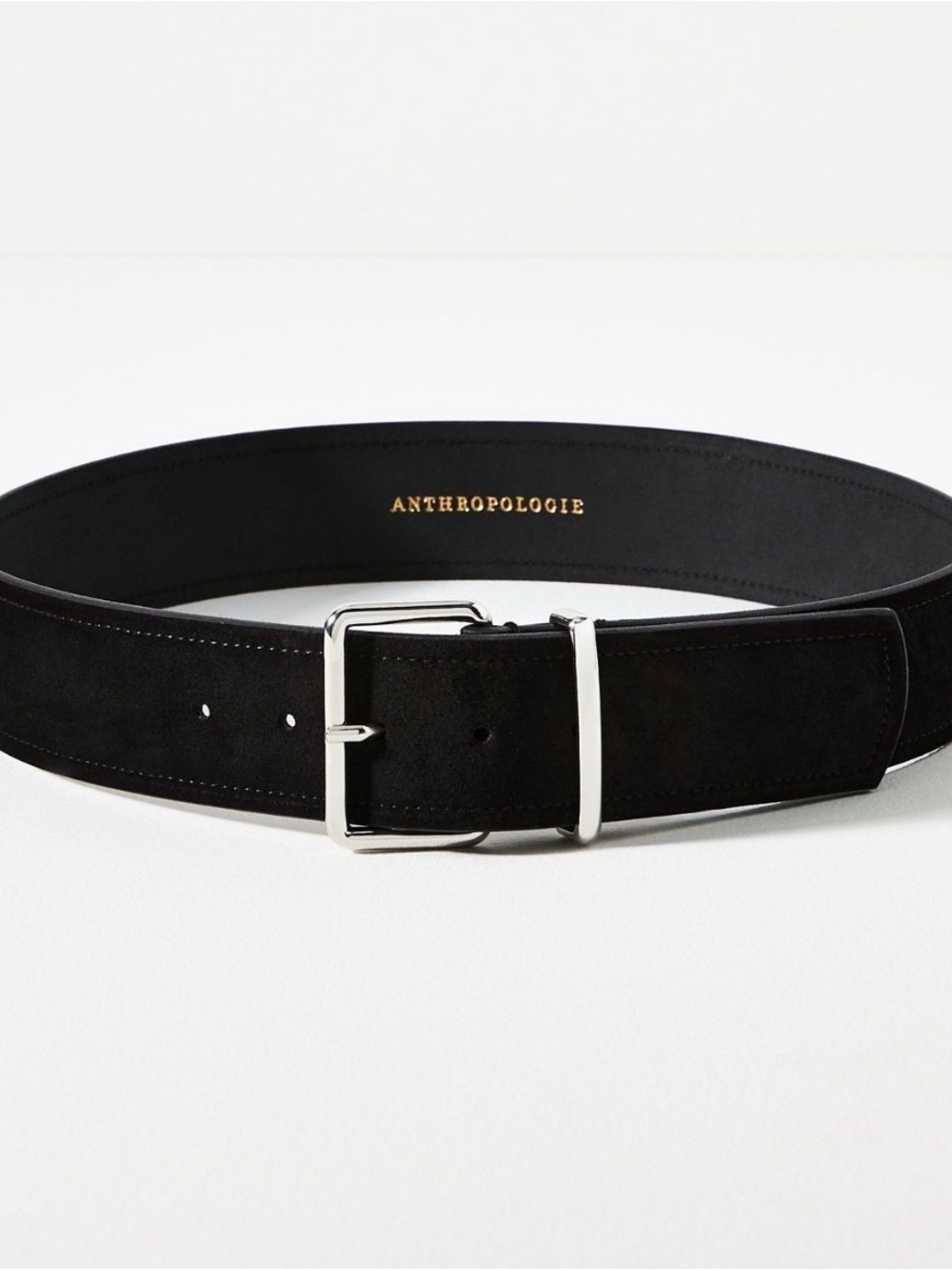 Real Suede Anthropologie Black and Silver Wide Belt